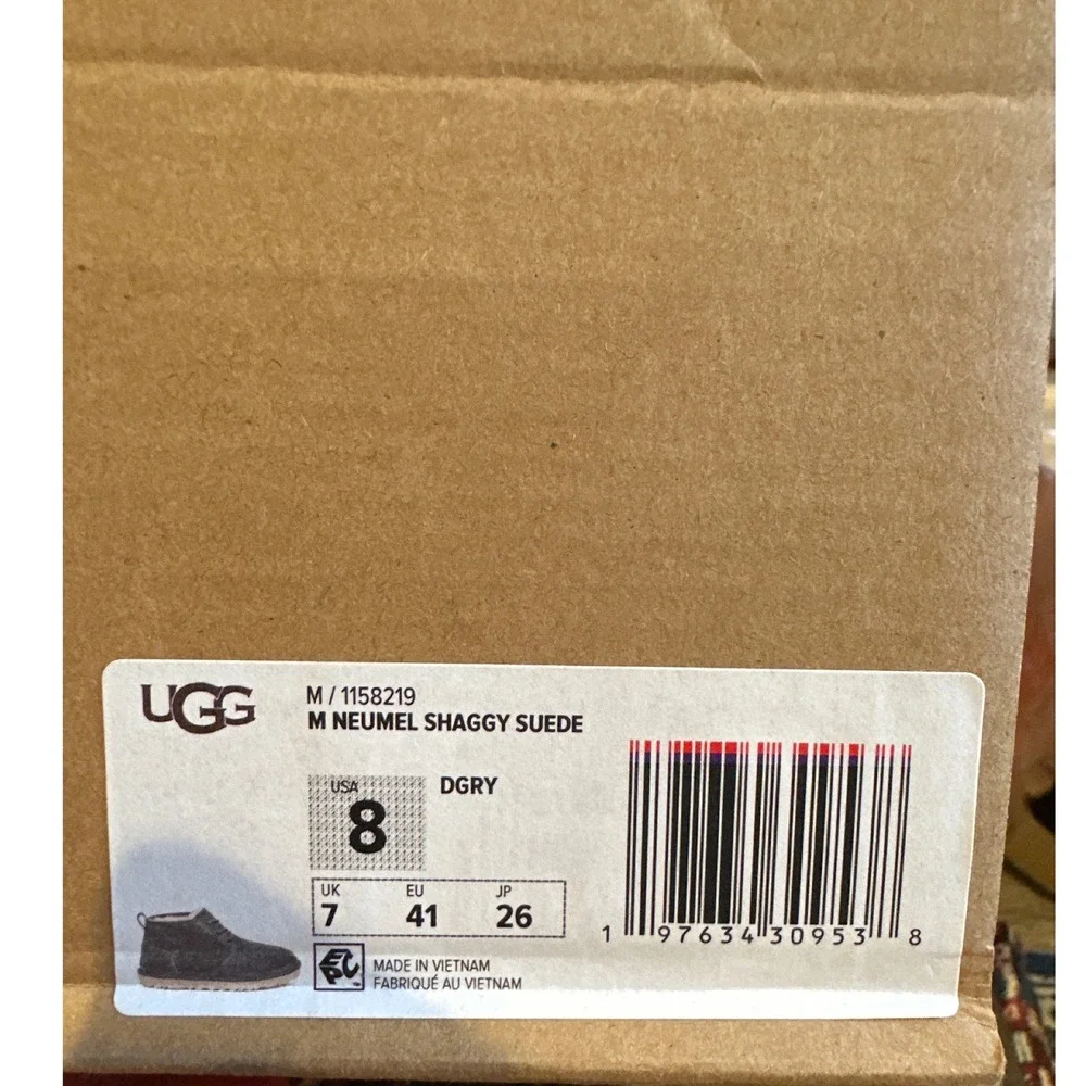 UGG Neumel Shaggy Suede Dark Grey Mens Chukka Boots 1158219 DGRY Sz 8